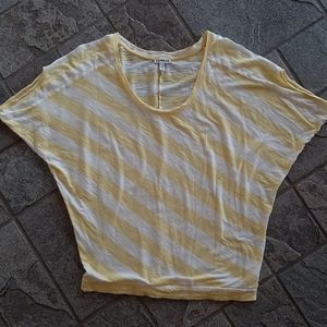Yellow and white diagonal striped top